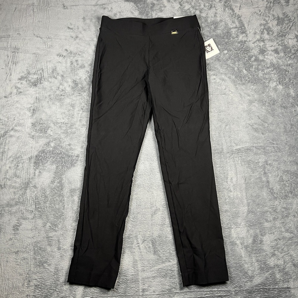 Anne Klein Dress Pants Womens 4 Black Flat Front Skinny Leg Office Wear Business